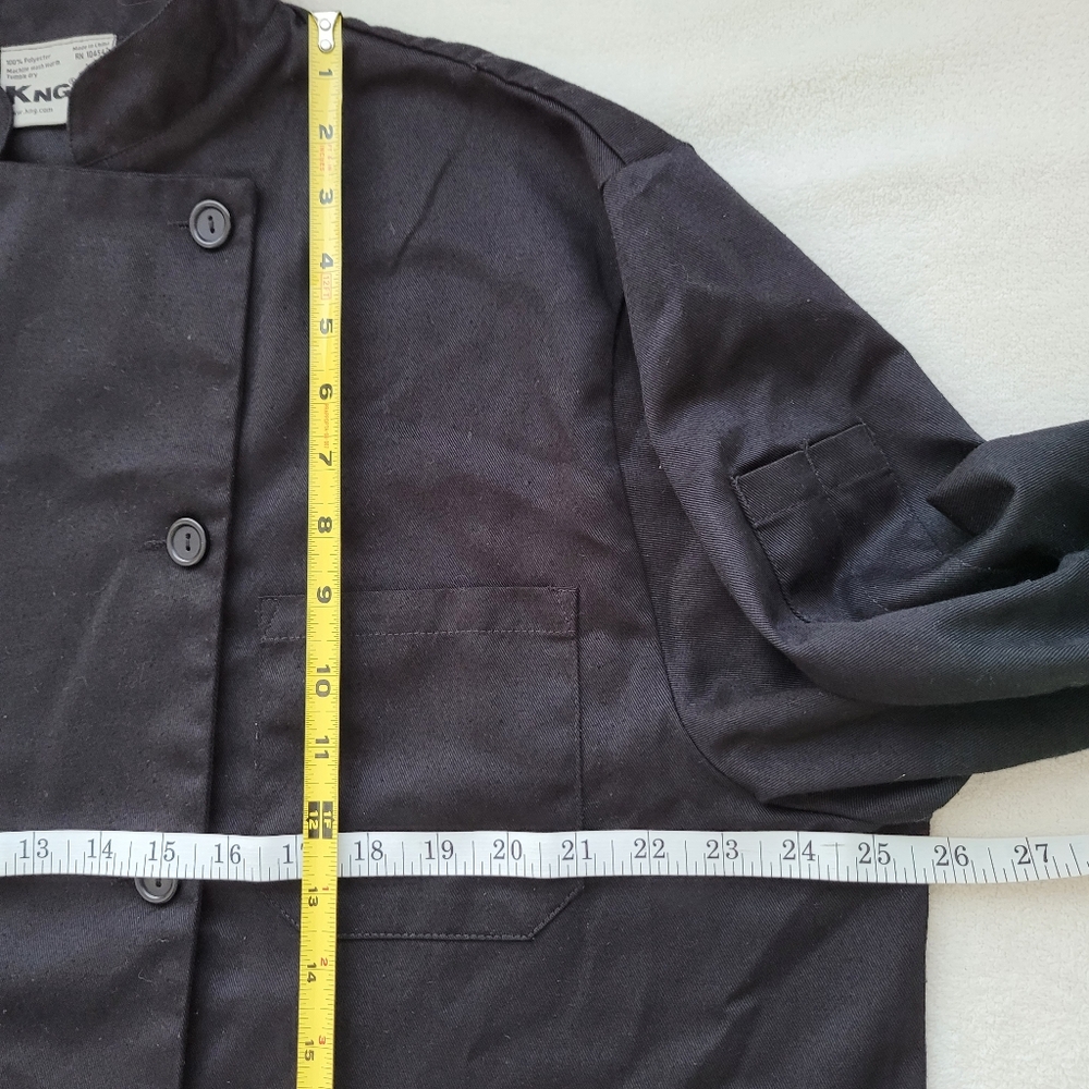 KNG | Men's 3/4 Sleeve Chef Coat Large Black Unisex - Picture 4 of 11